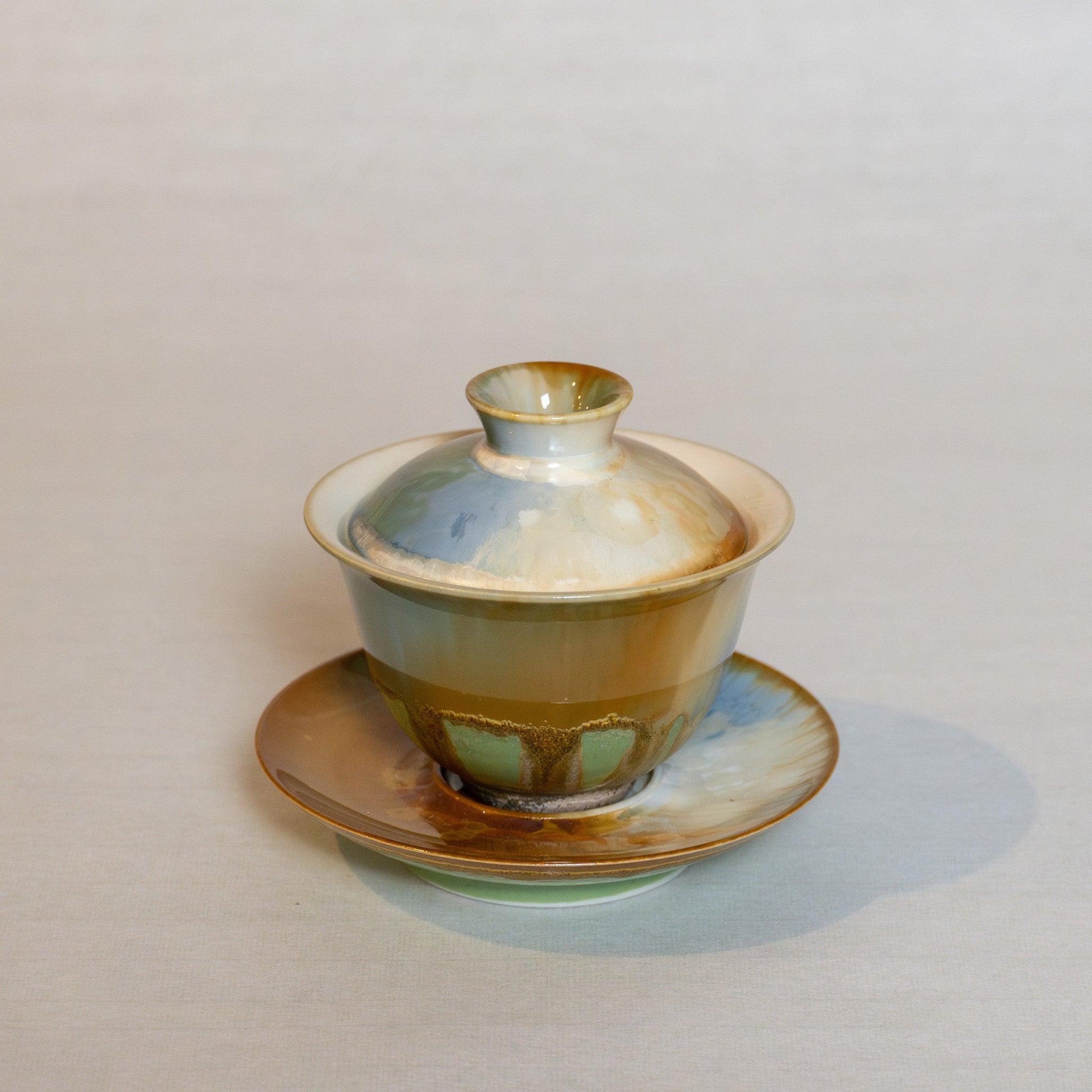 Artisan Jingdezhen Hand-Painted Monet/Morandi Inspired Green Glaze Ceramic Gaiwan - Raf LifeStyle