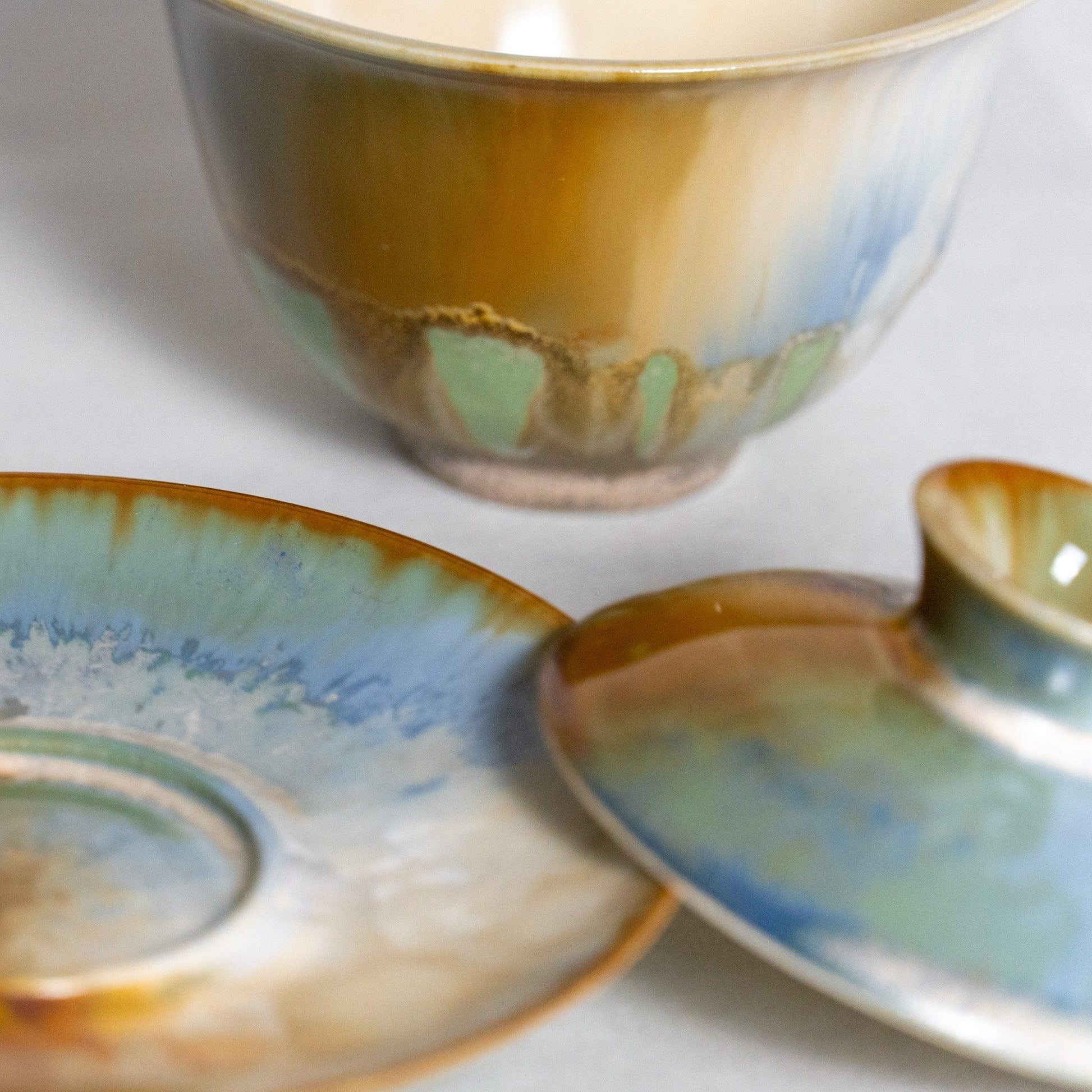 Artisan Jingdezhen Hand-Painted Monet/Morandi Inspired Green Glaze Ceramic Gaiwan - Raf LifeStyle