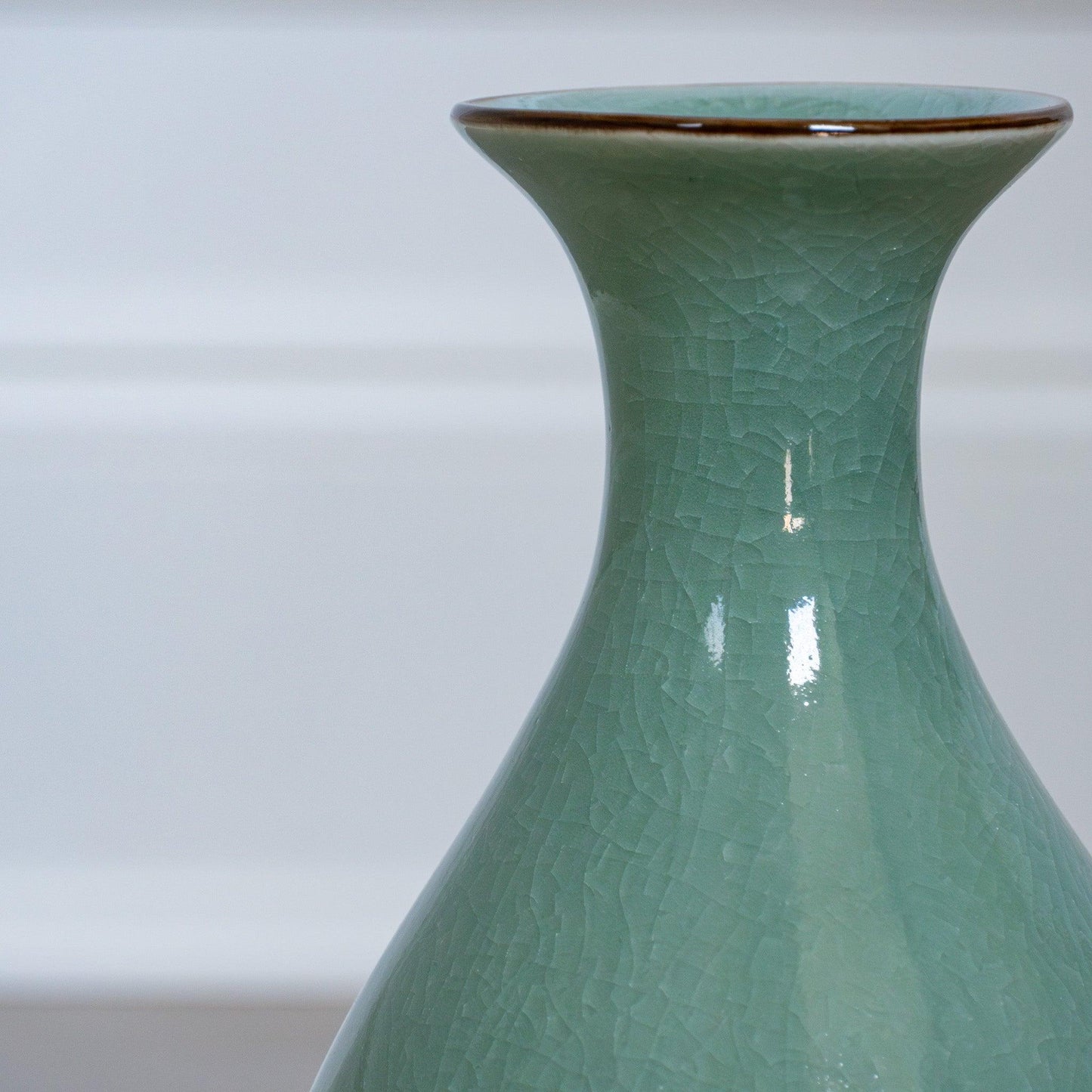 Jade Dew Crackle Vase Ru Kiln Green - Raf LifeStyle