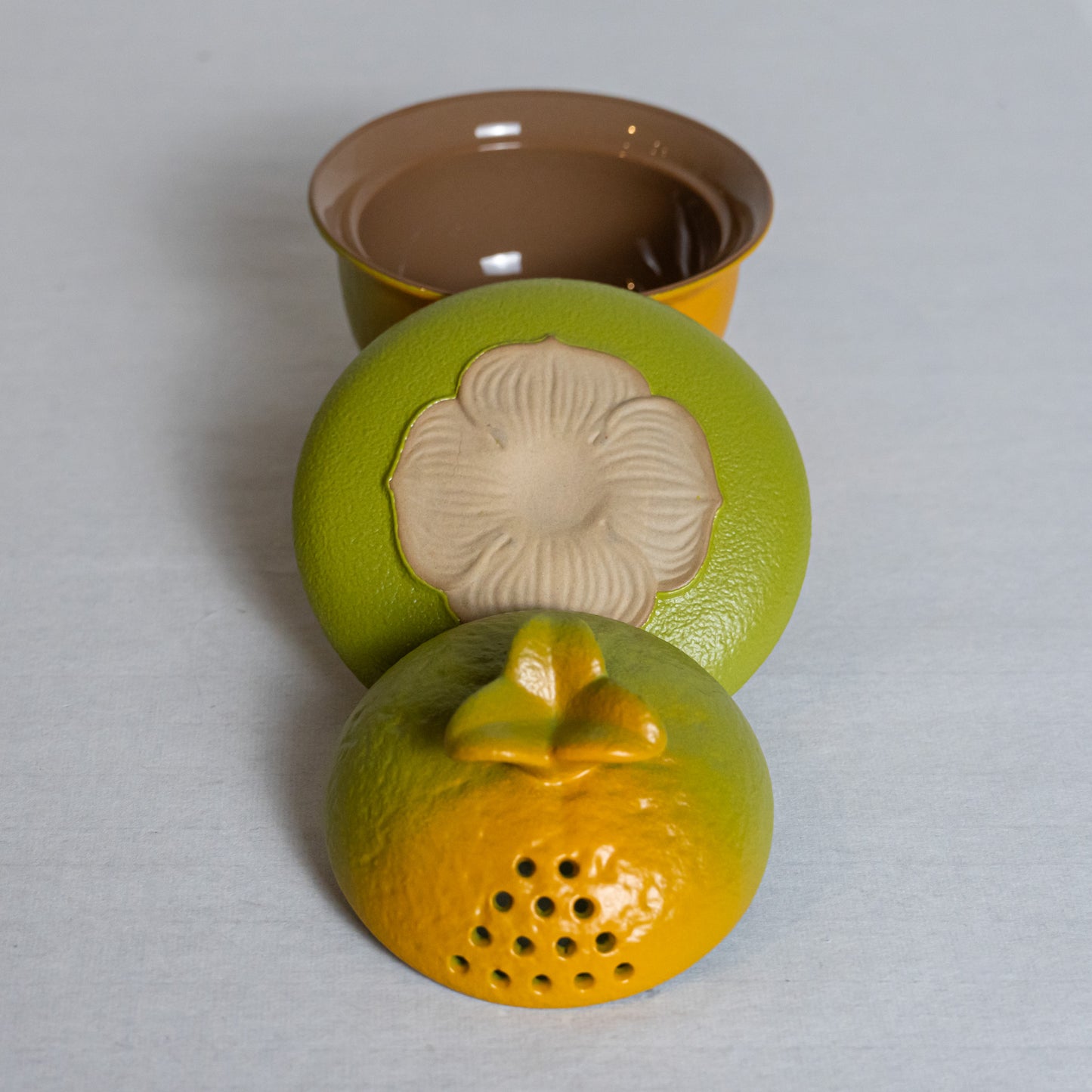 Handcrafted Orange Citrus Ceramic Gaiwan | Unique Artisan Loose Leaf Tea Brewer
