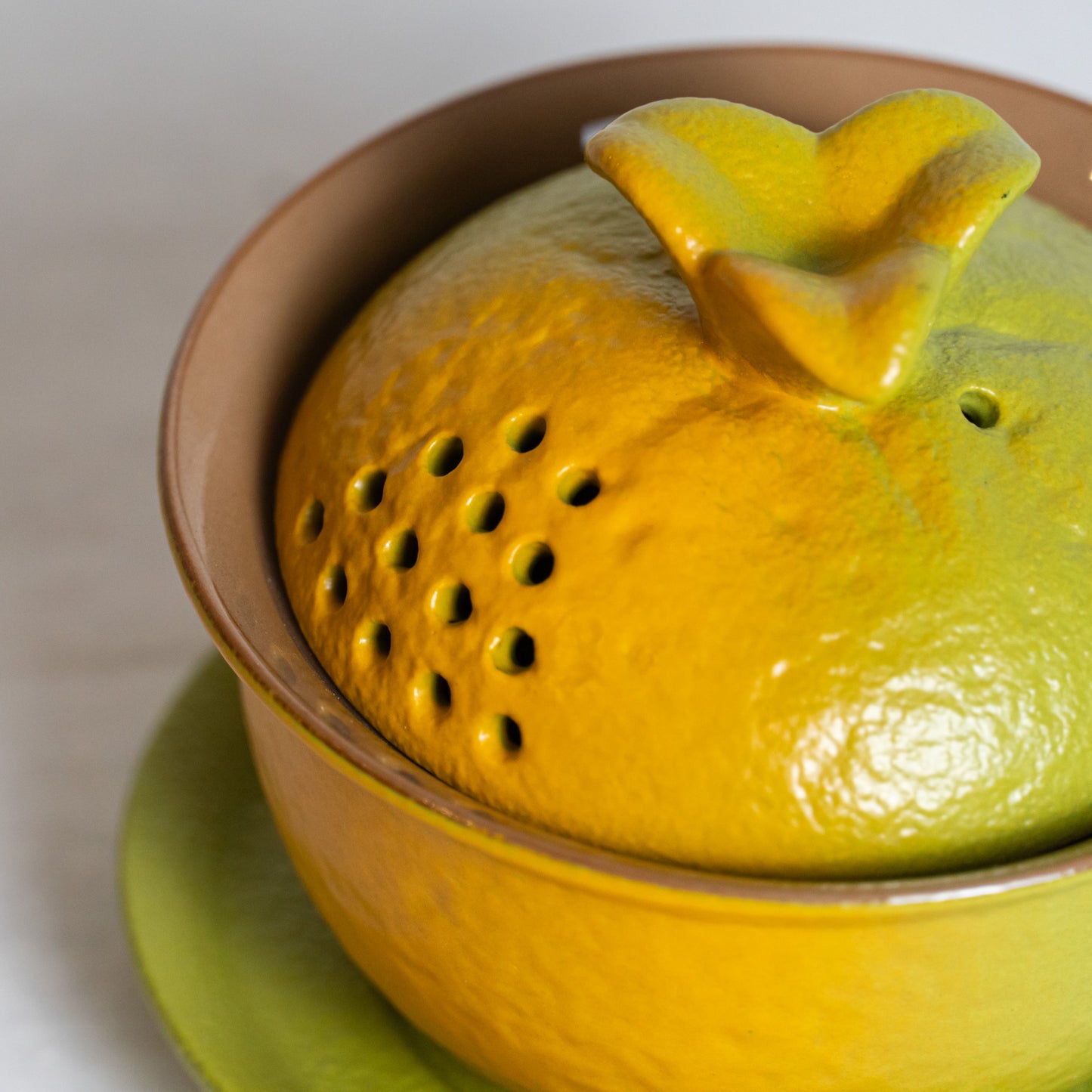 Handcrafted Orange Citrus Ceramic Gaiwan | Unique Artisan Loose Leaf Tea Brewer