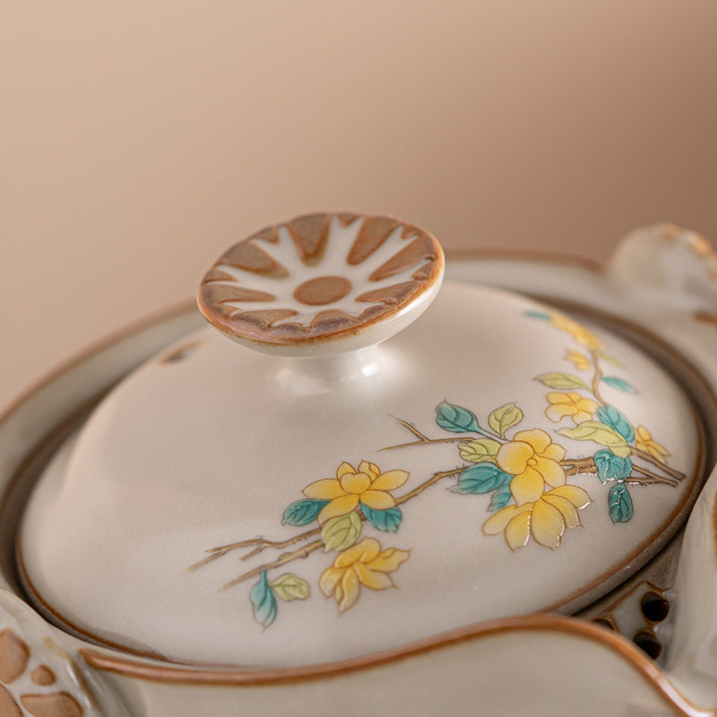 Portable Hand-Painted Cat Themed Porcelain Travel Tea Set