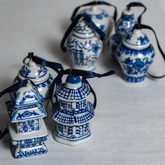 Blue & White Ginger Jar Ornament: The Perfect Chinoiserie Christmas Decor for Your Holiday Home