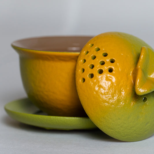 Handcrafted Orange Citrus Ceramic Gaiwan | Unique Artisan Loose Leaf Tea Brewer